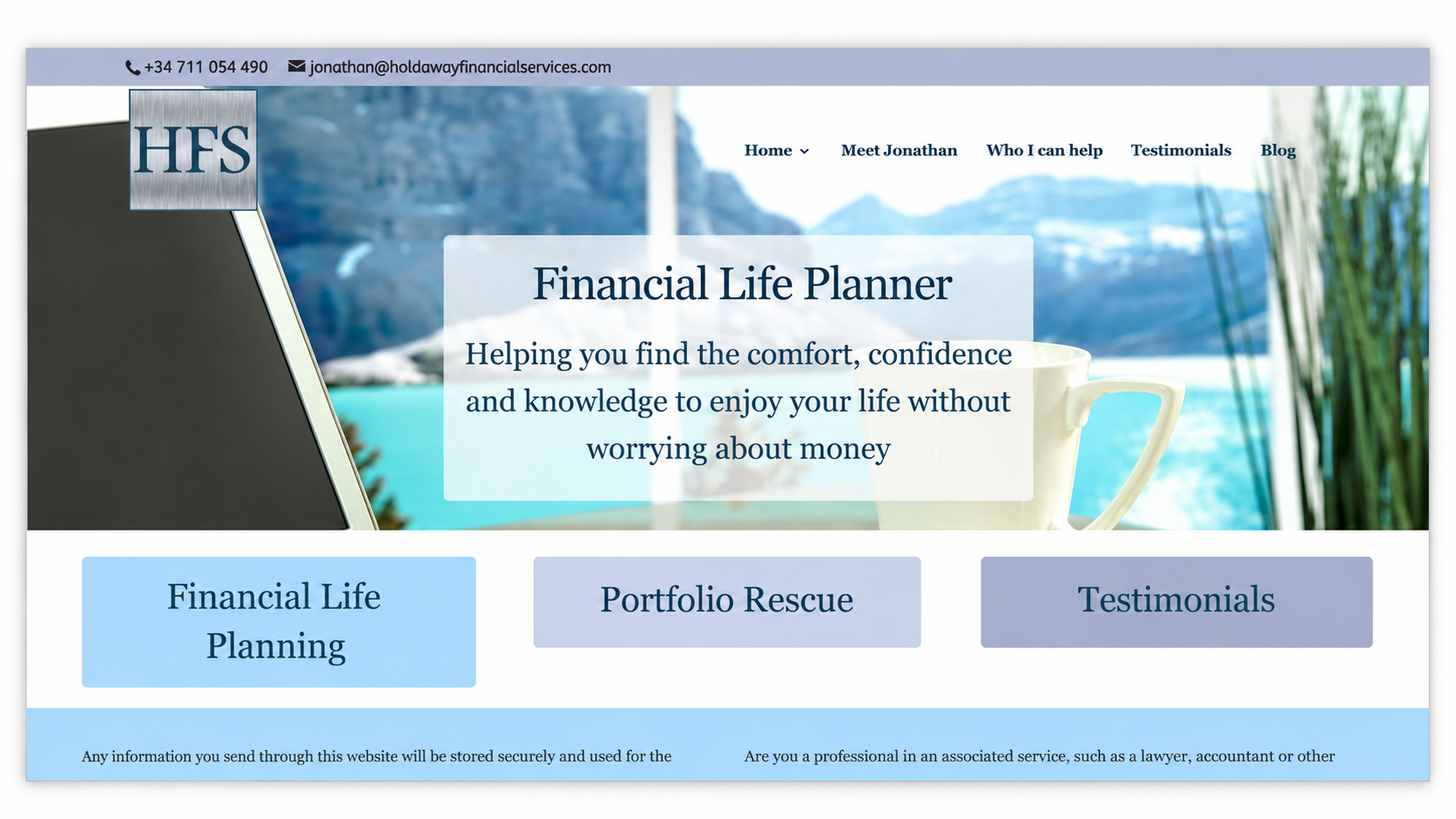 Holdaway Financial Services old homepage before redesign